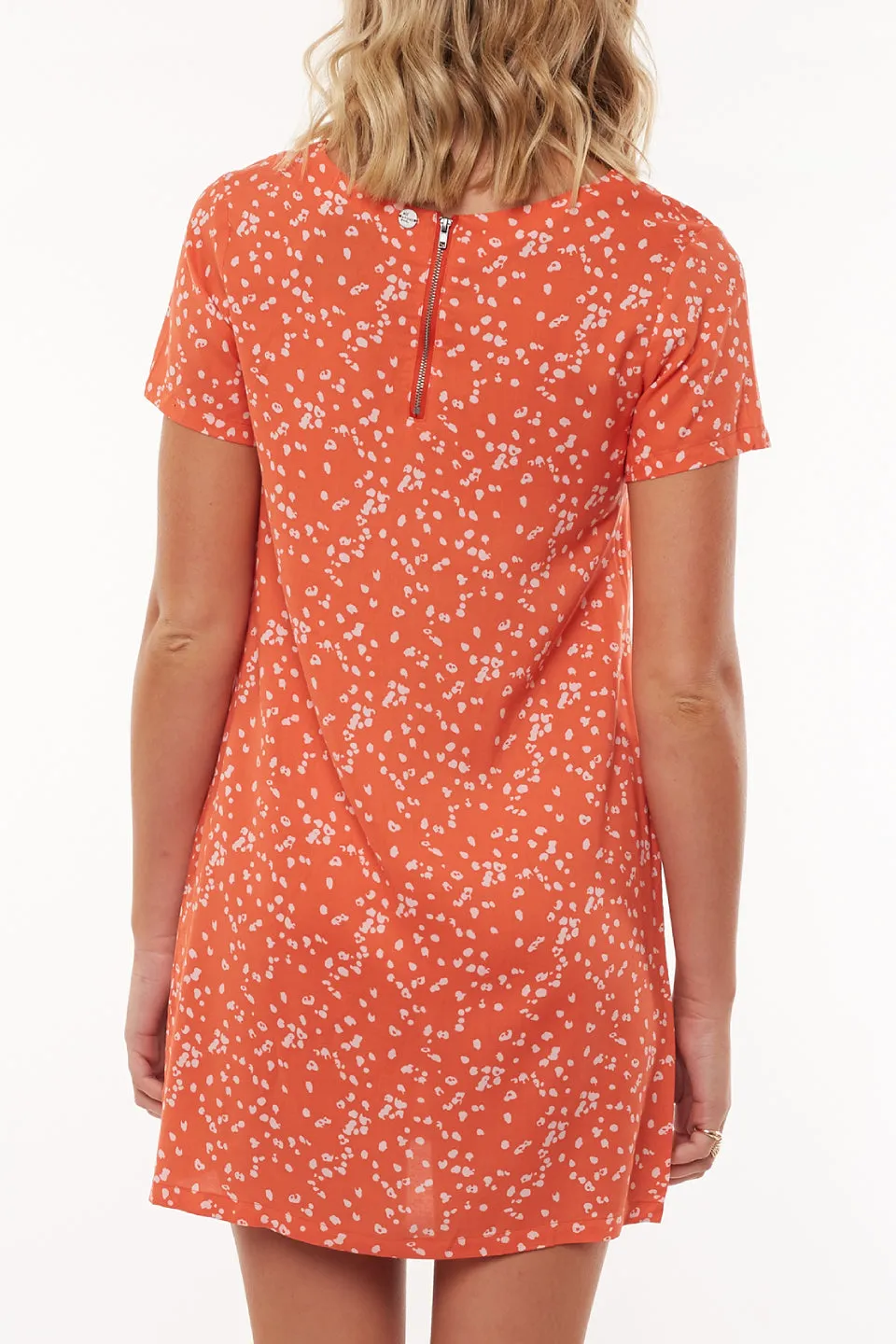 Spring Orange Splatter Shift Dress