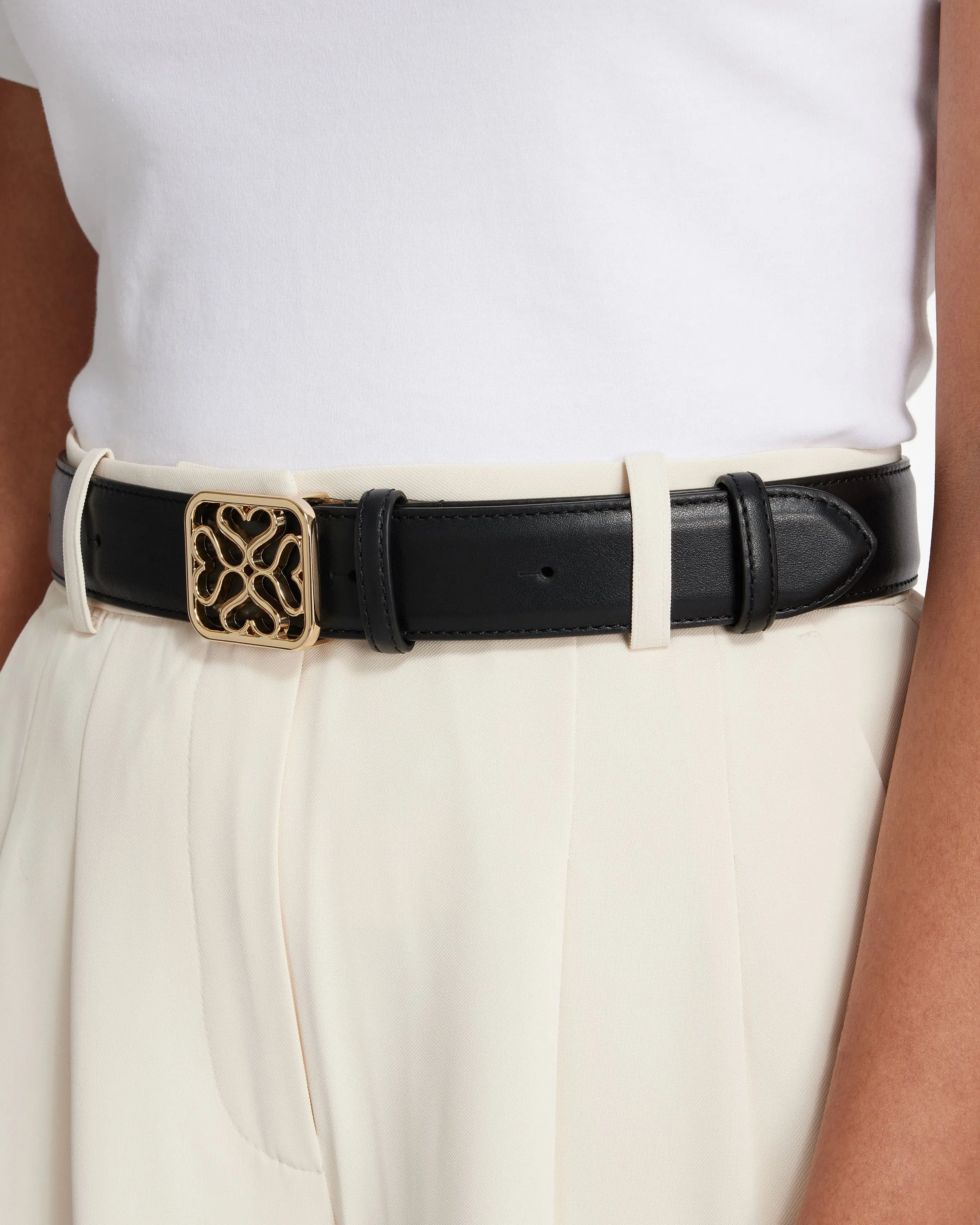 Strathberry Monogram Wide Buckle Belt - Black