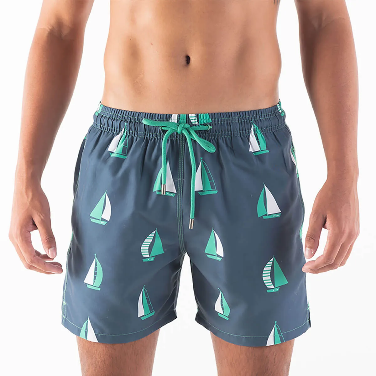 Swim Shorts - Sail Boats | Steel