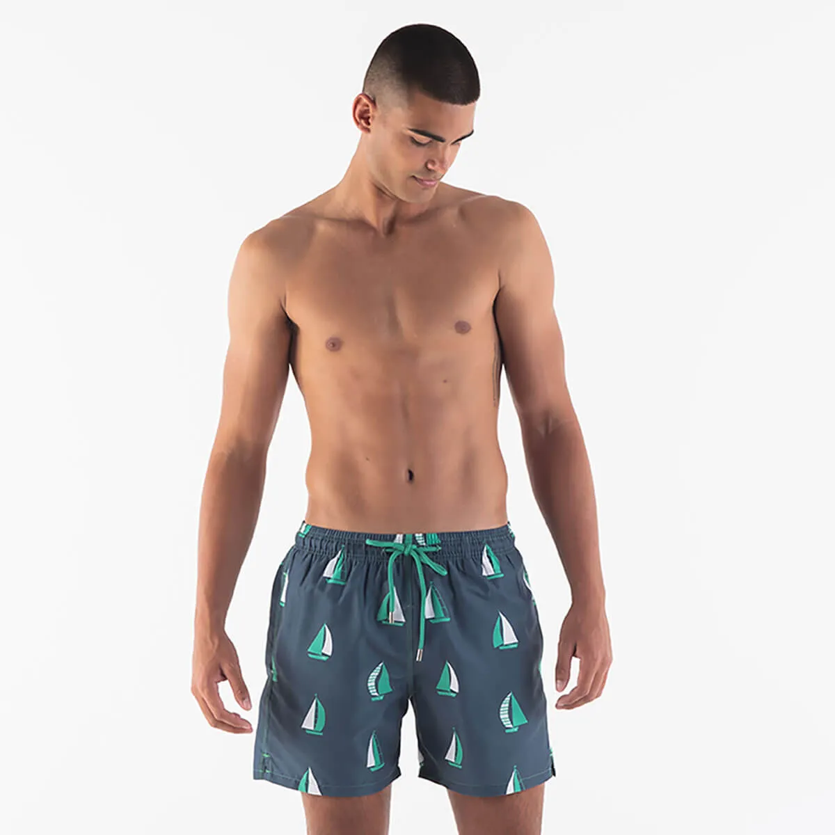 Swim Shorts - Sail Boats | Steel