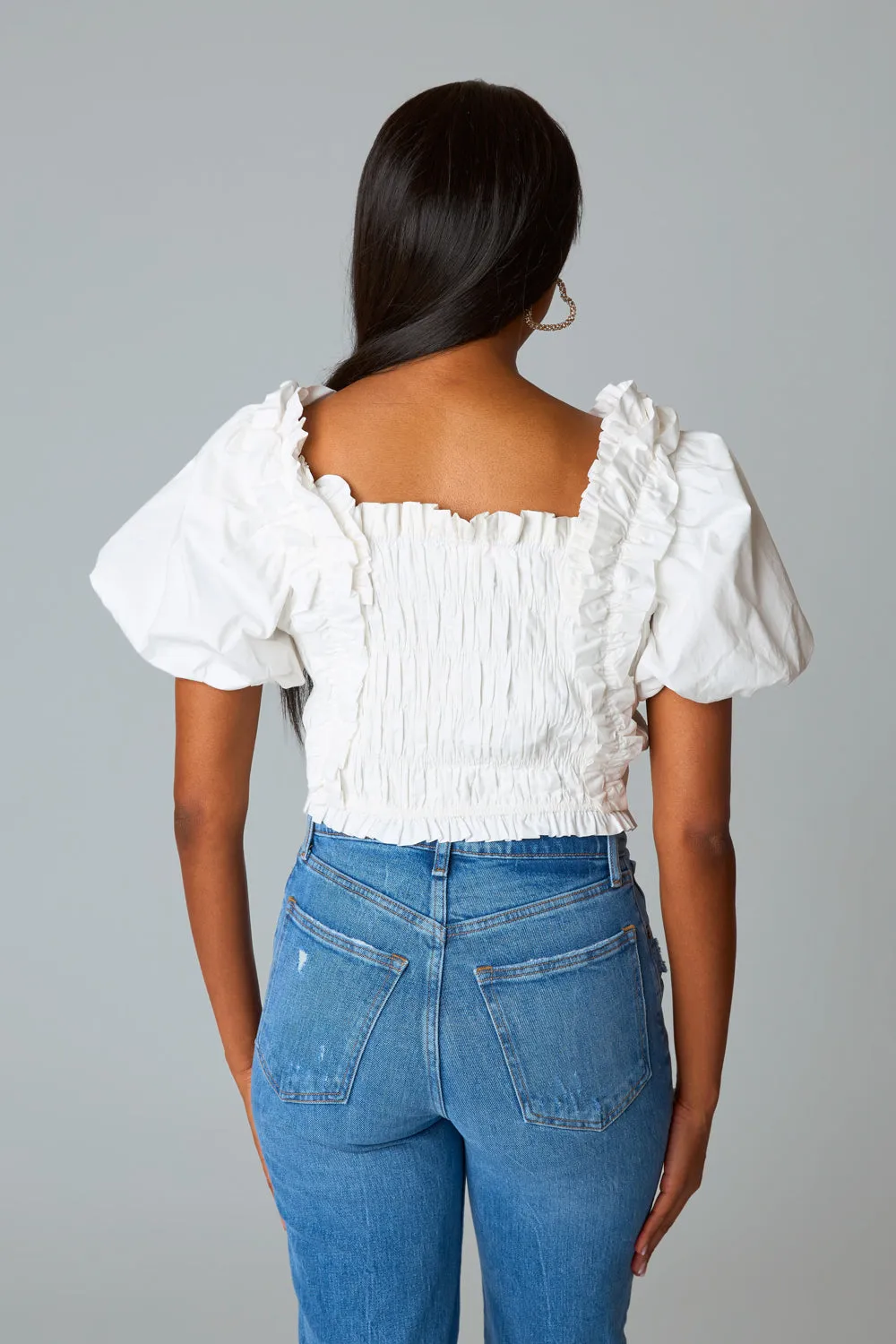 Tandy Puff Sleeve Top - White