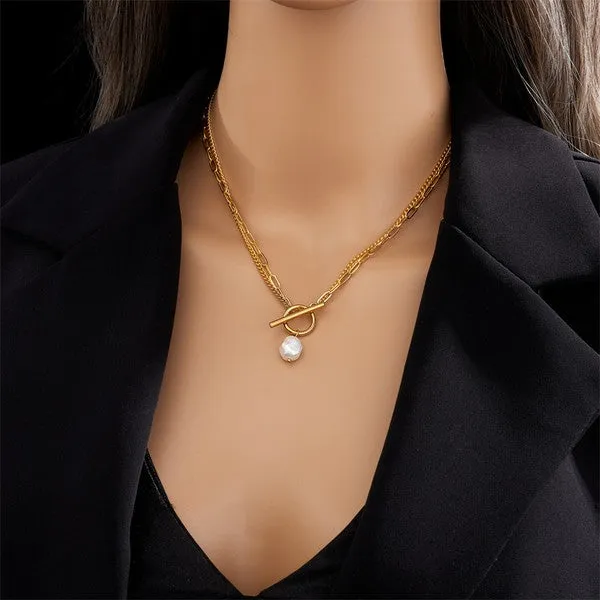 The Andrea Layered Chain Pearl Necklace