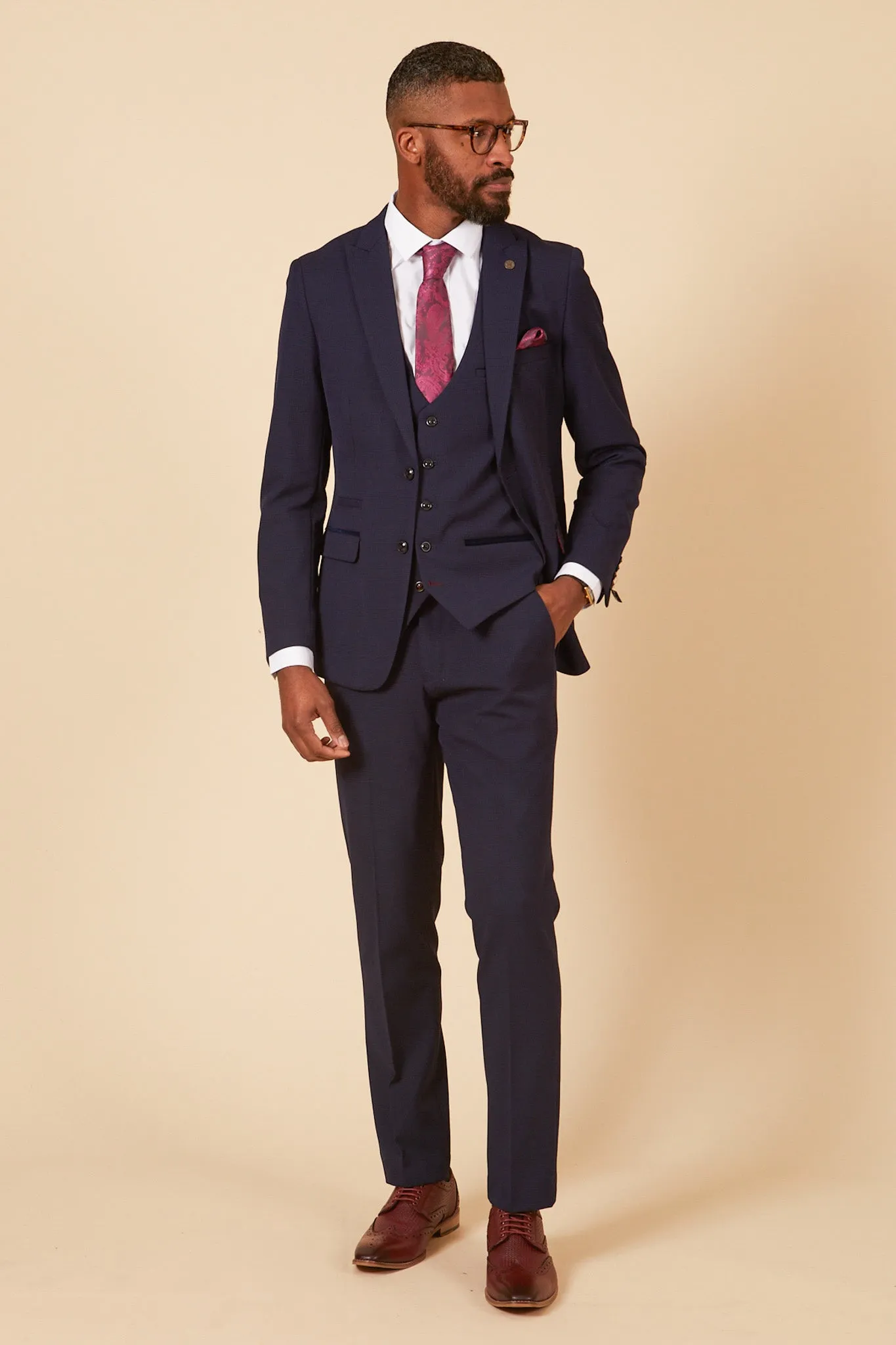 The WHU Collection Official Club Suit - BROMLEY Navy Check Three Piece Suit