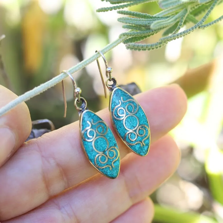 Turquoise Inlaid Earrings *Final Sale*