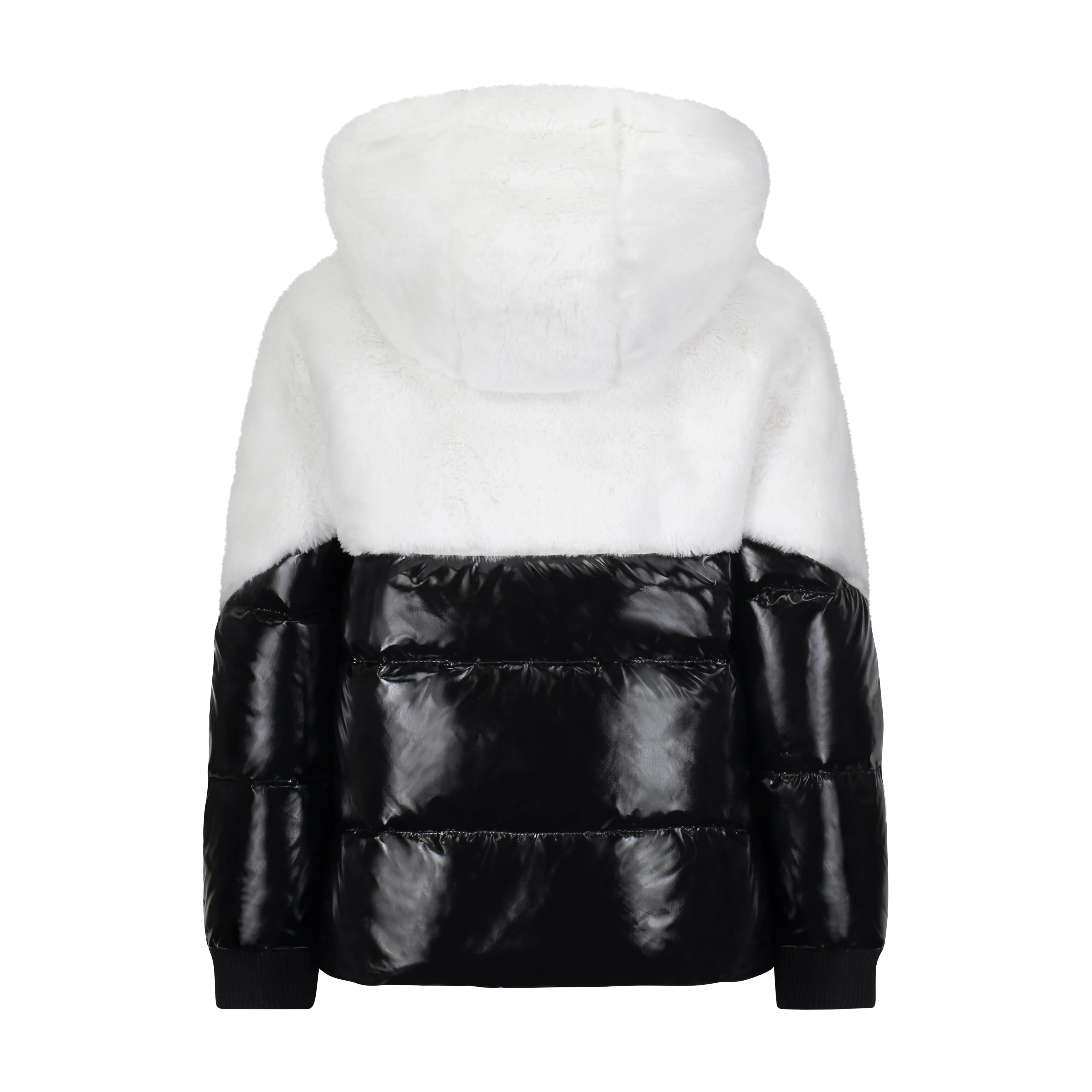 Vierra Rose Boa Faux Fur Top Jacket in Black/White Combo