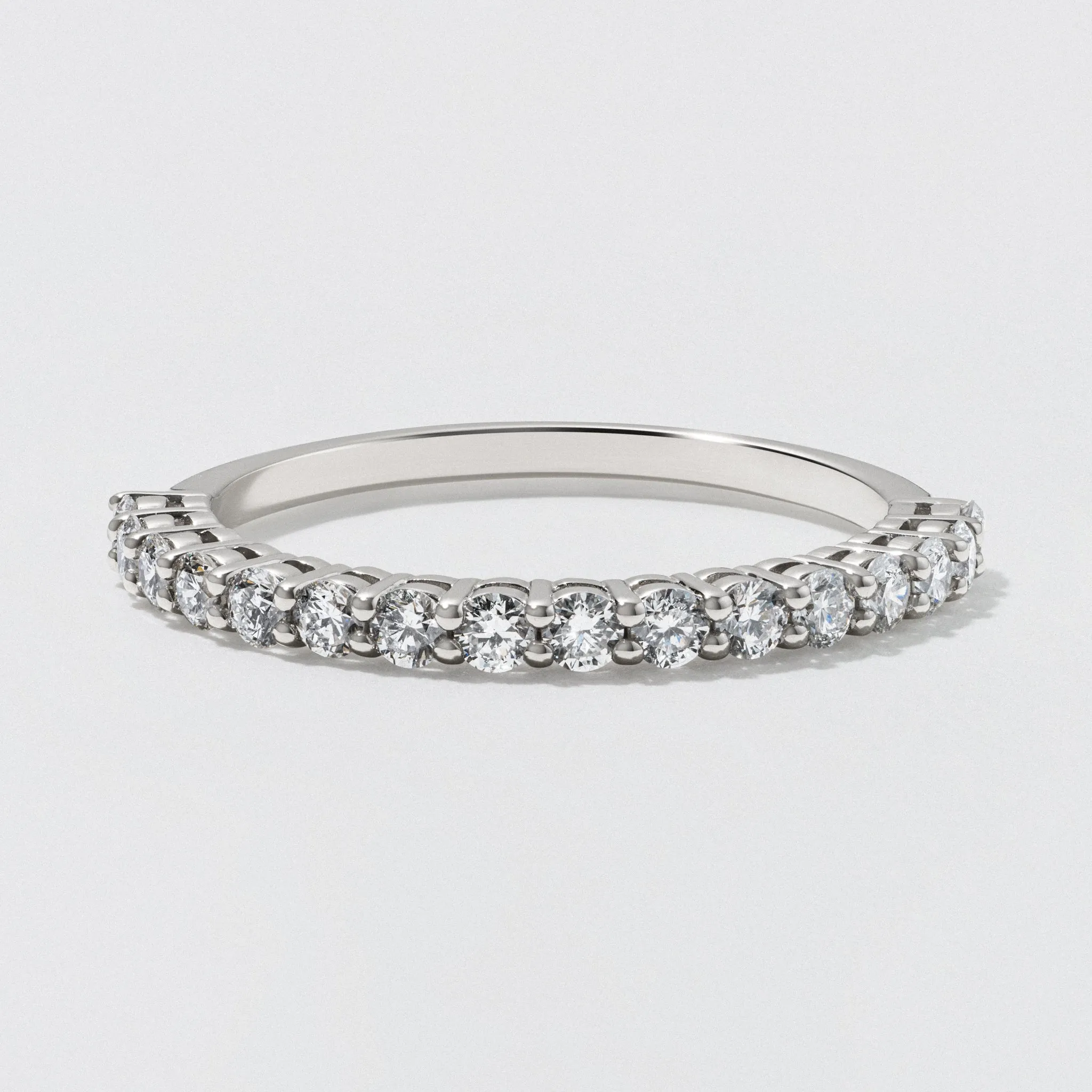 White Gold Diamond Half Eternity Wedding Band - Polished 2mm