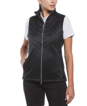 Women's Chevron Quilted Sleeveless Golf Vest In Caviar