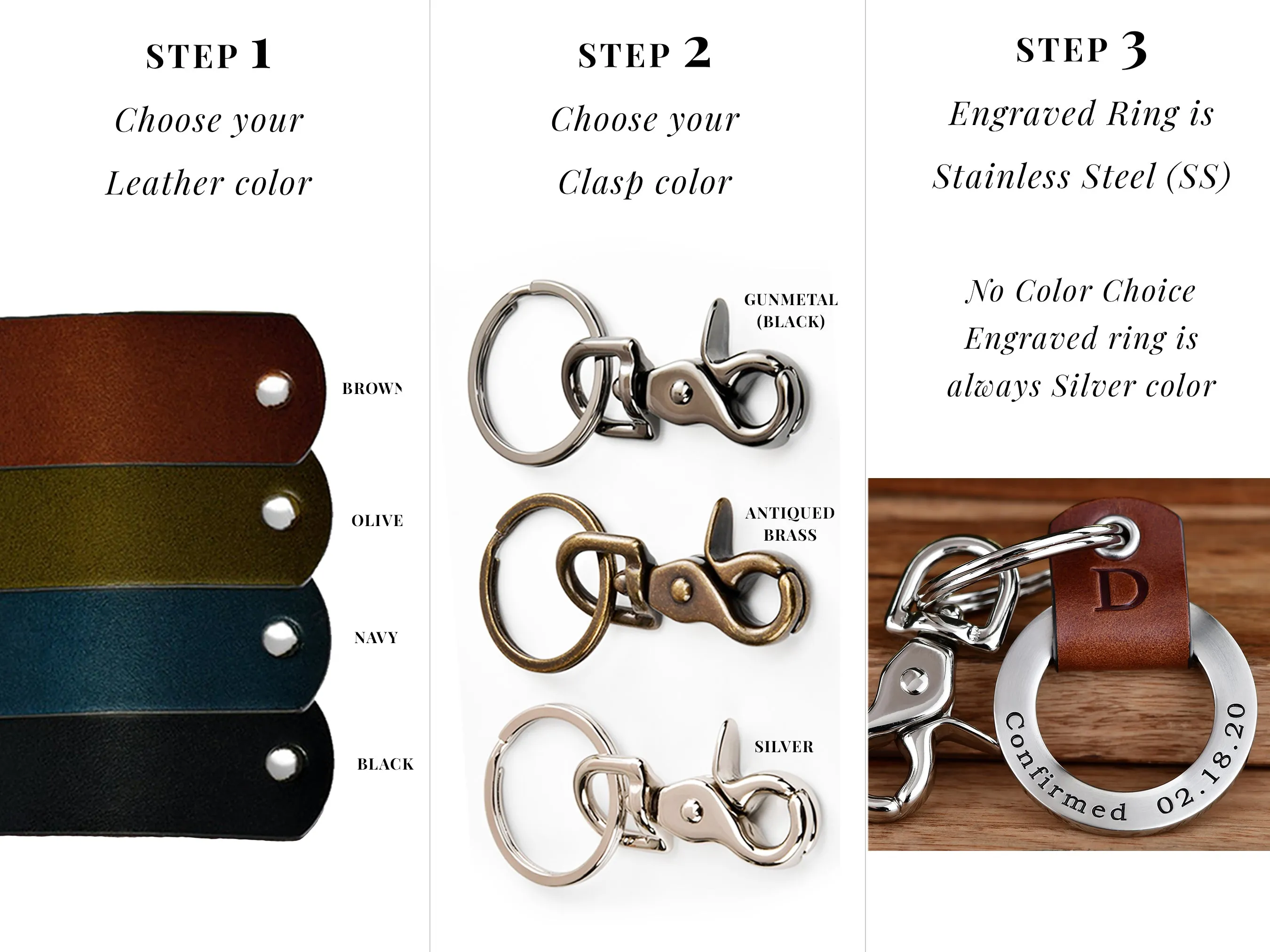 Womens Custom Leather Keychain Ring