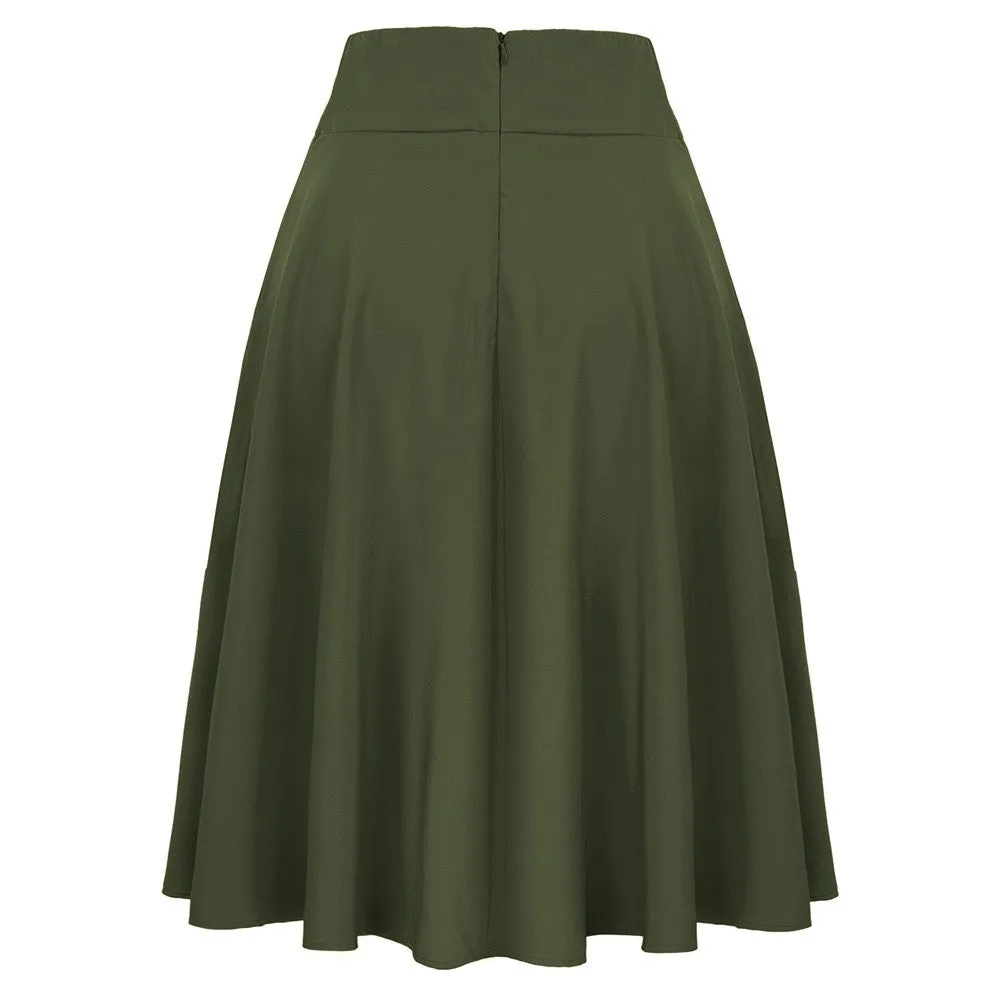 Women's High Waist A-Line Pockets Skirt