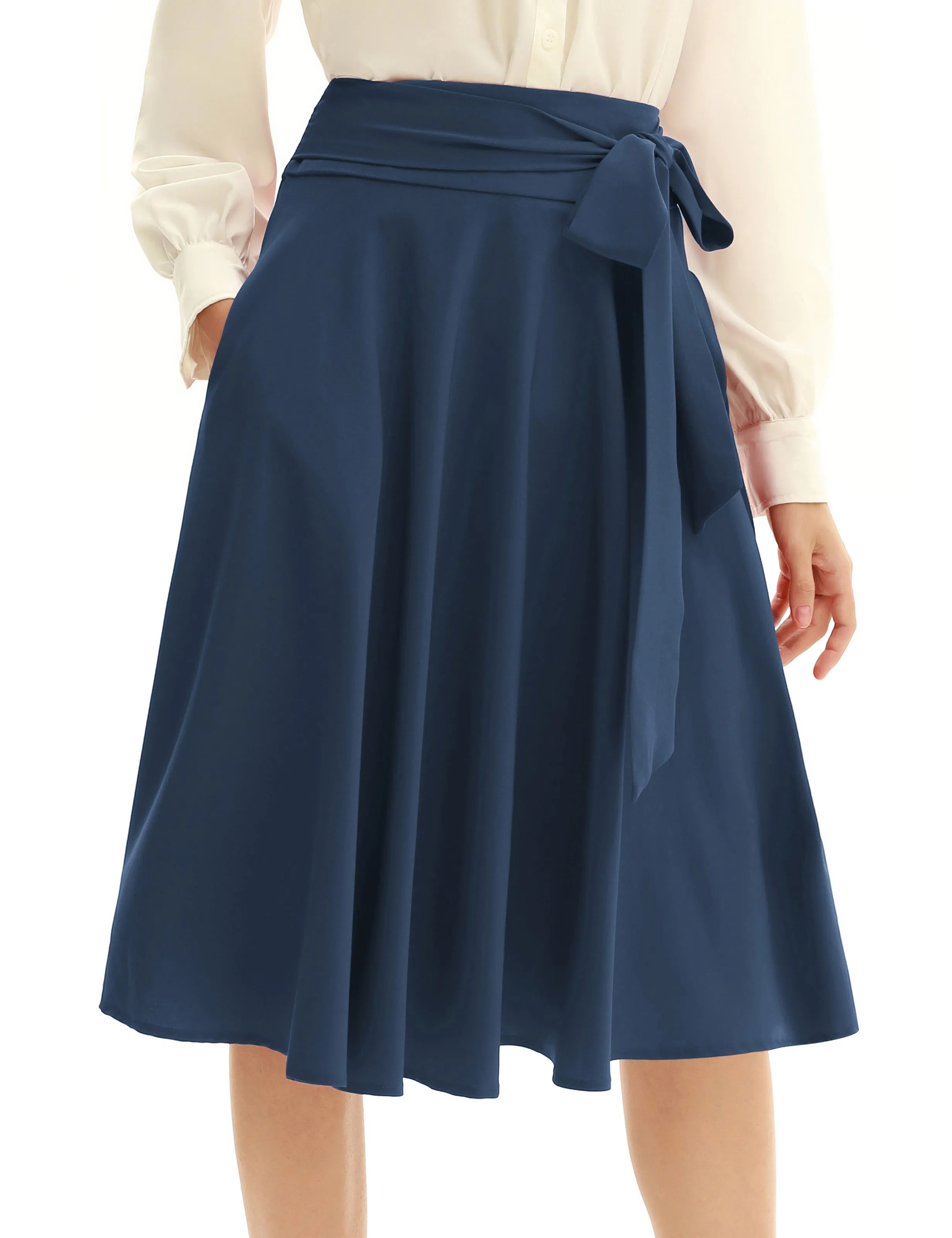 Women's High Waist A-Line Pockets Skirt