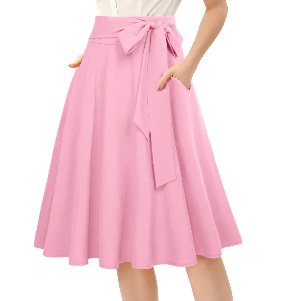 Women's High Waist A-Line Pockets Skirt