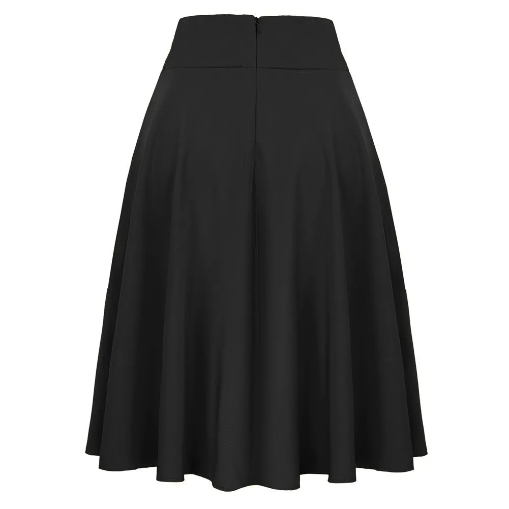 Women's High Waist A-Line Pockets Skirt