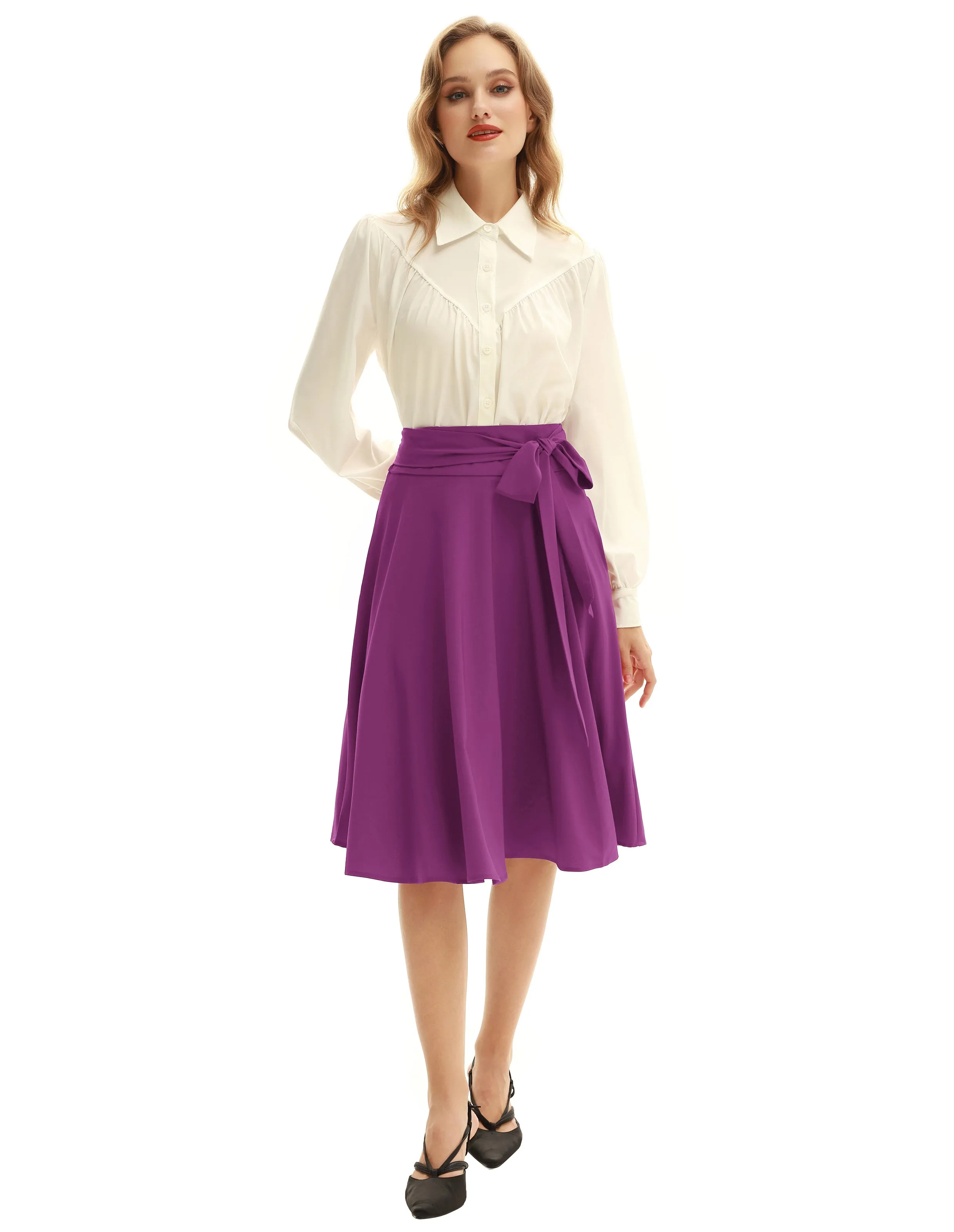 Women's High Waist A-Line Pockets Skirt