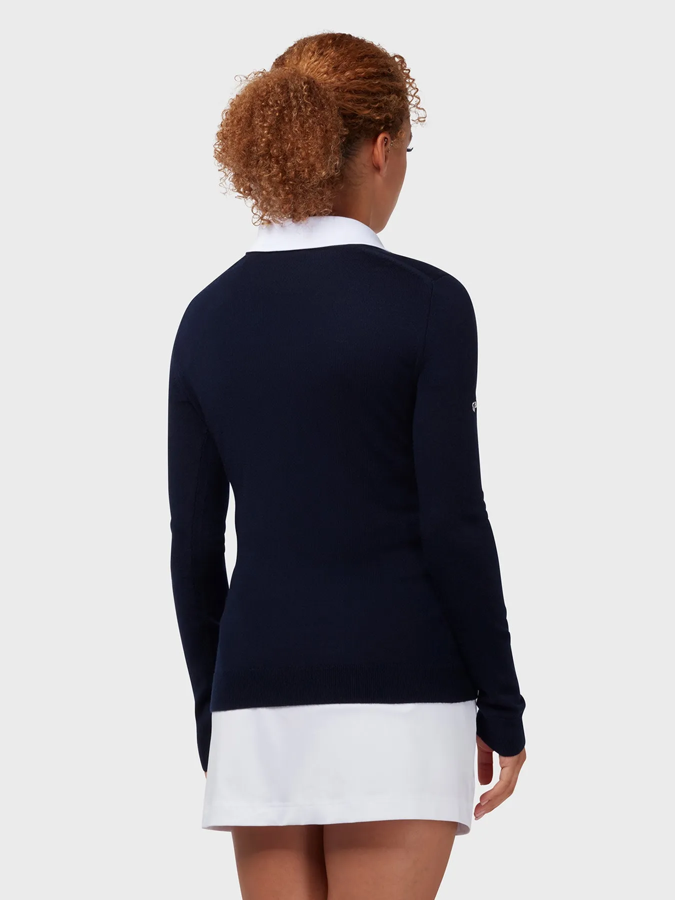 Women's V-Neck Merino Sweater In Dark Navy