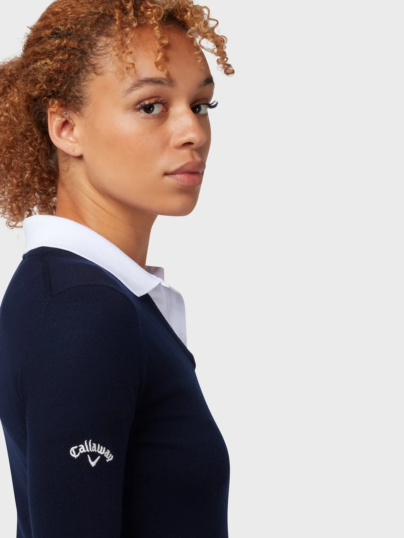 Women's V-Neck Merino Sweater In Dark Navy