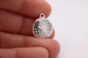 World Globe Charm, 925 Sterling Silver, 620