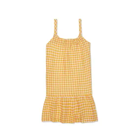 Yellow Gingham Linen Kid Dress