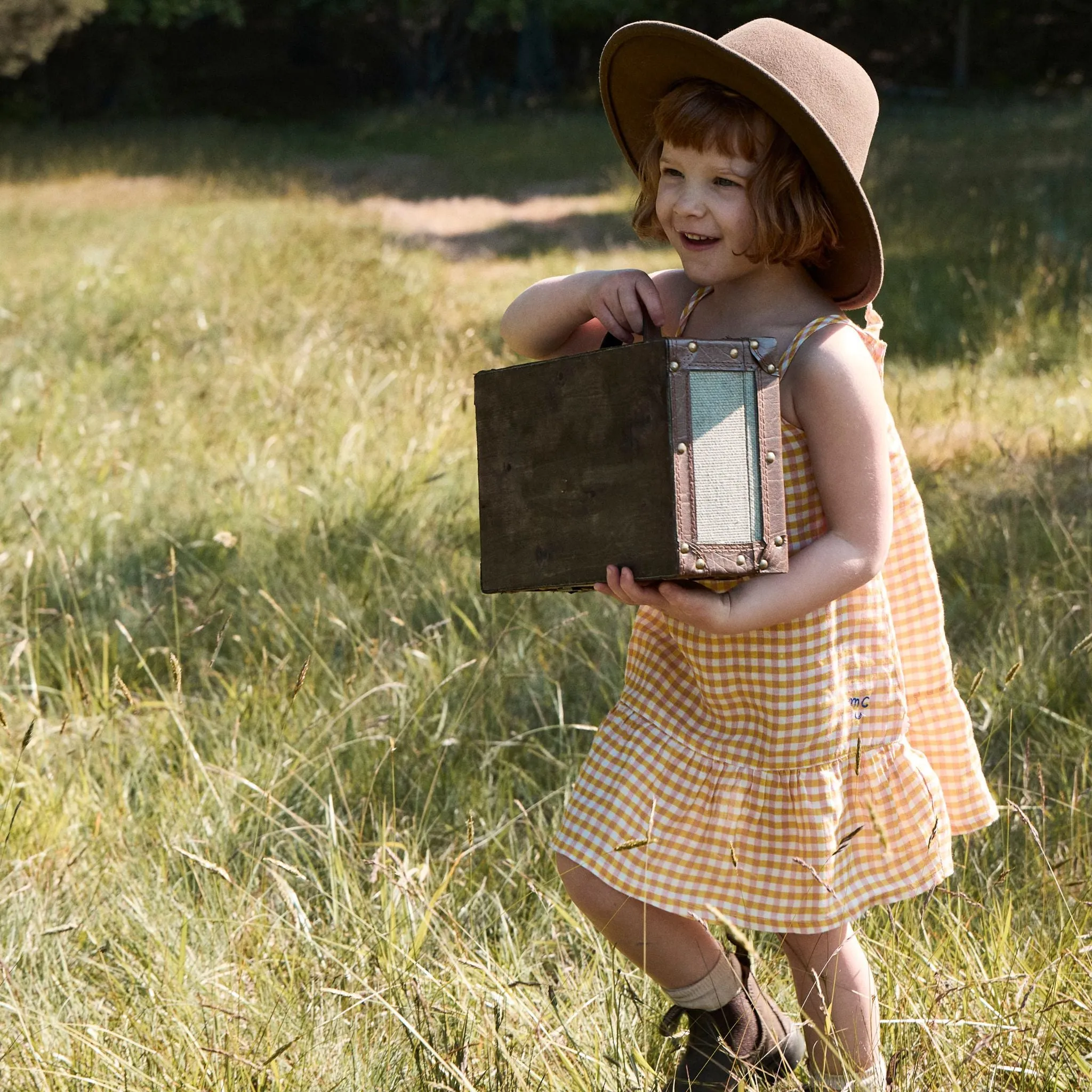 Yellow Gingham Linen Kid Dress