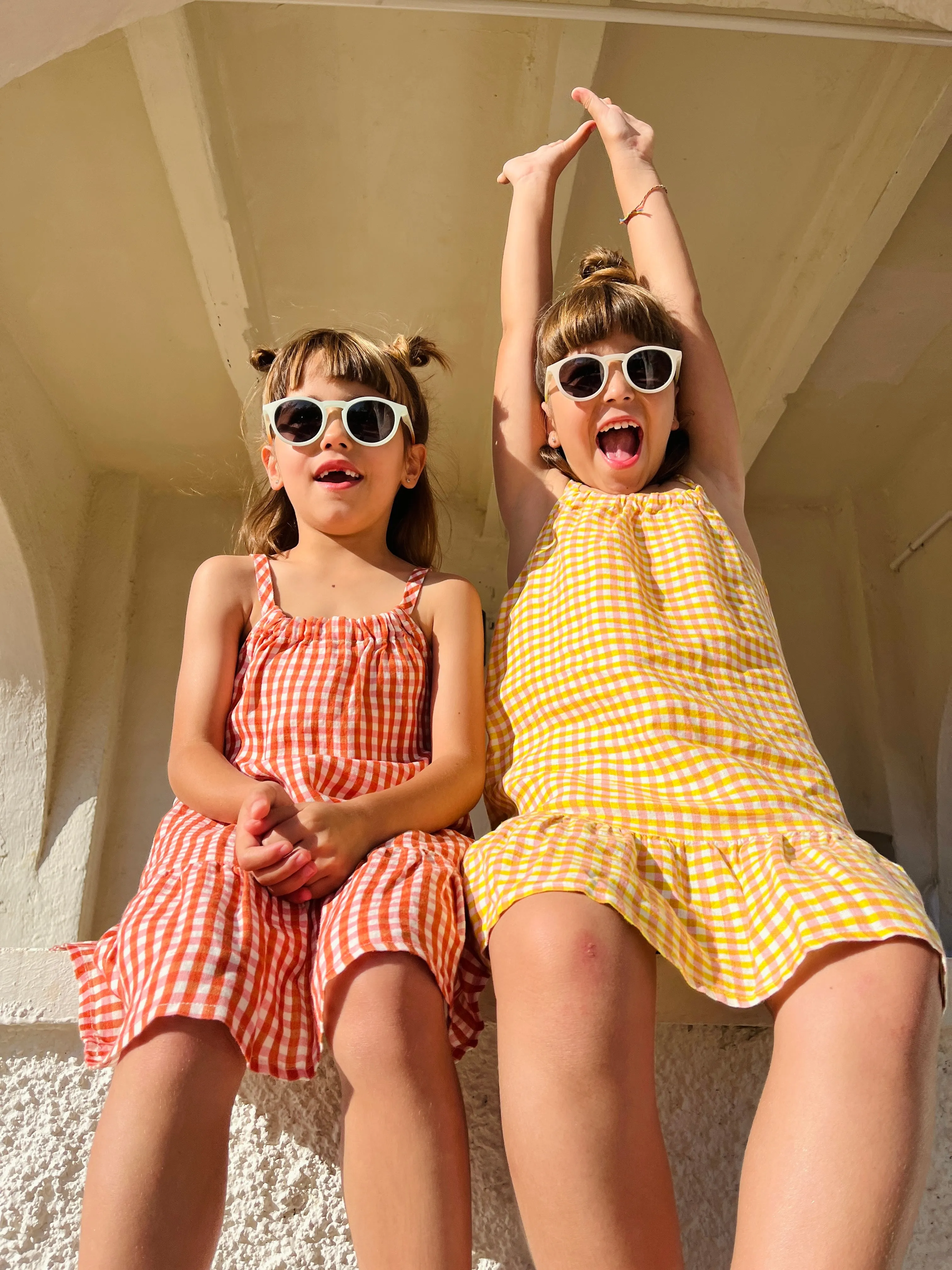 Yellow Gingham Linen Kid Dress