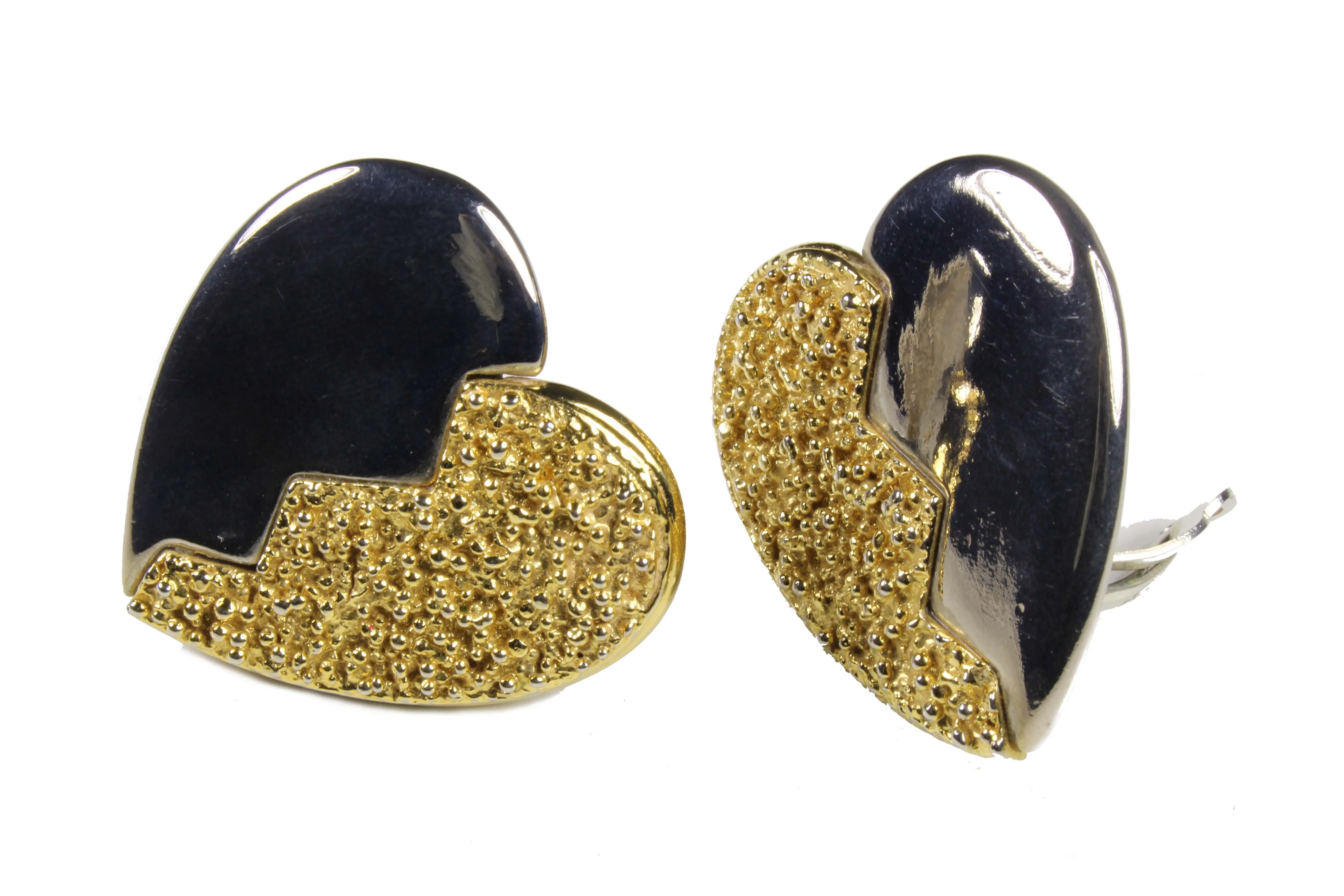 YVES SAINT LAURENT split heart earrings